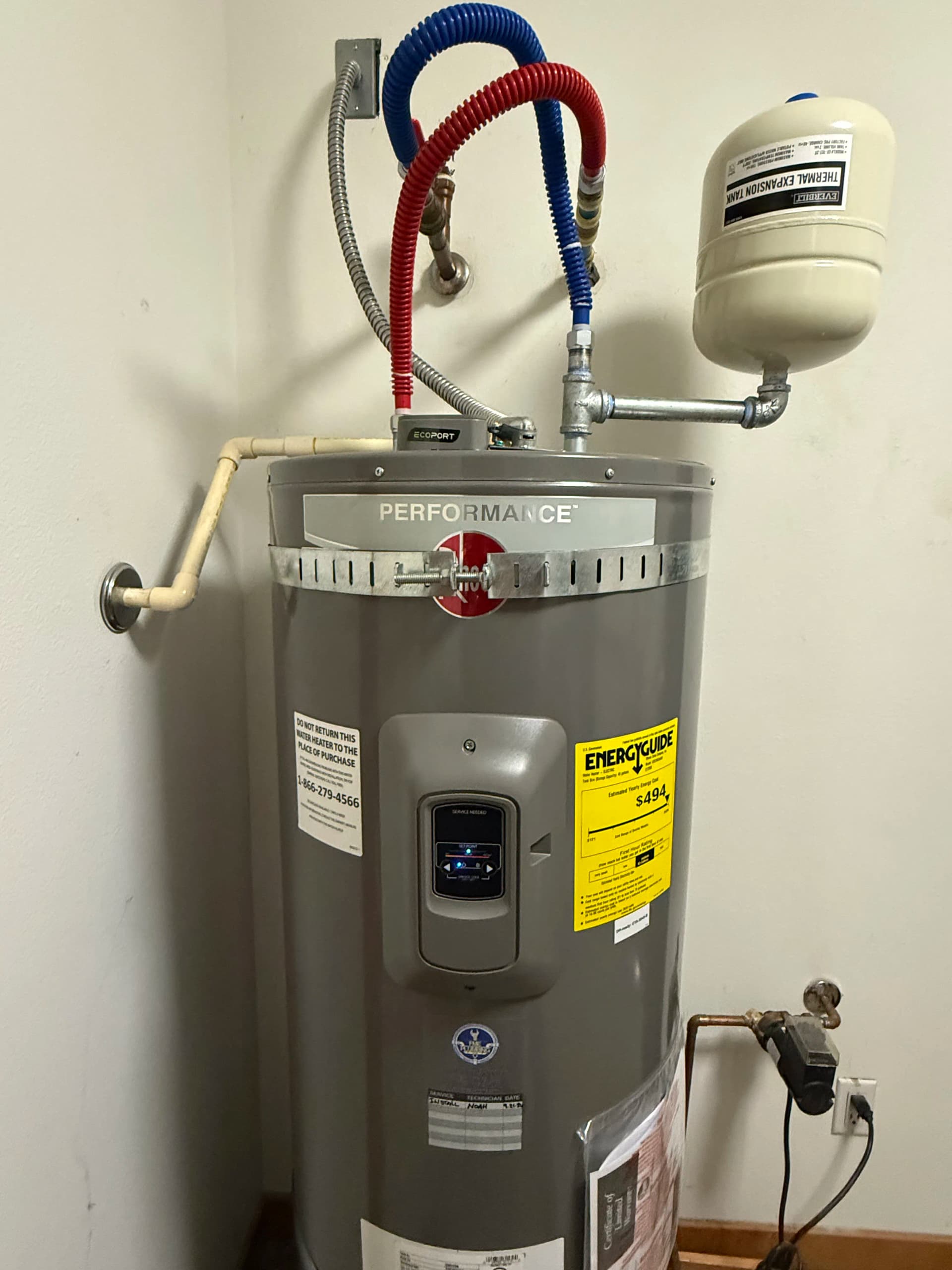 Gallery photos for 50-Gallon Rheem Electric Water Heater Replacement with Expansion Tank: Image #2